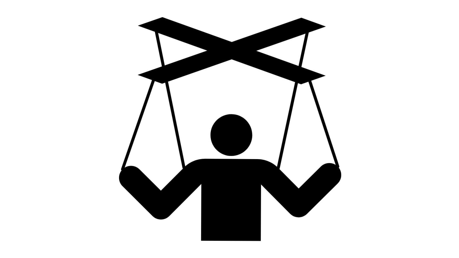 Graphic of person being used as a puppet