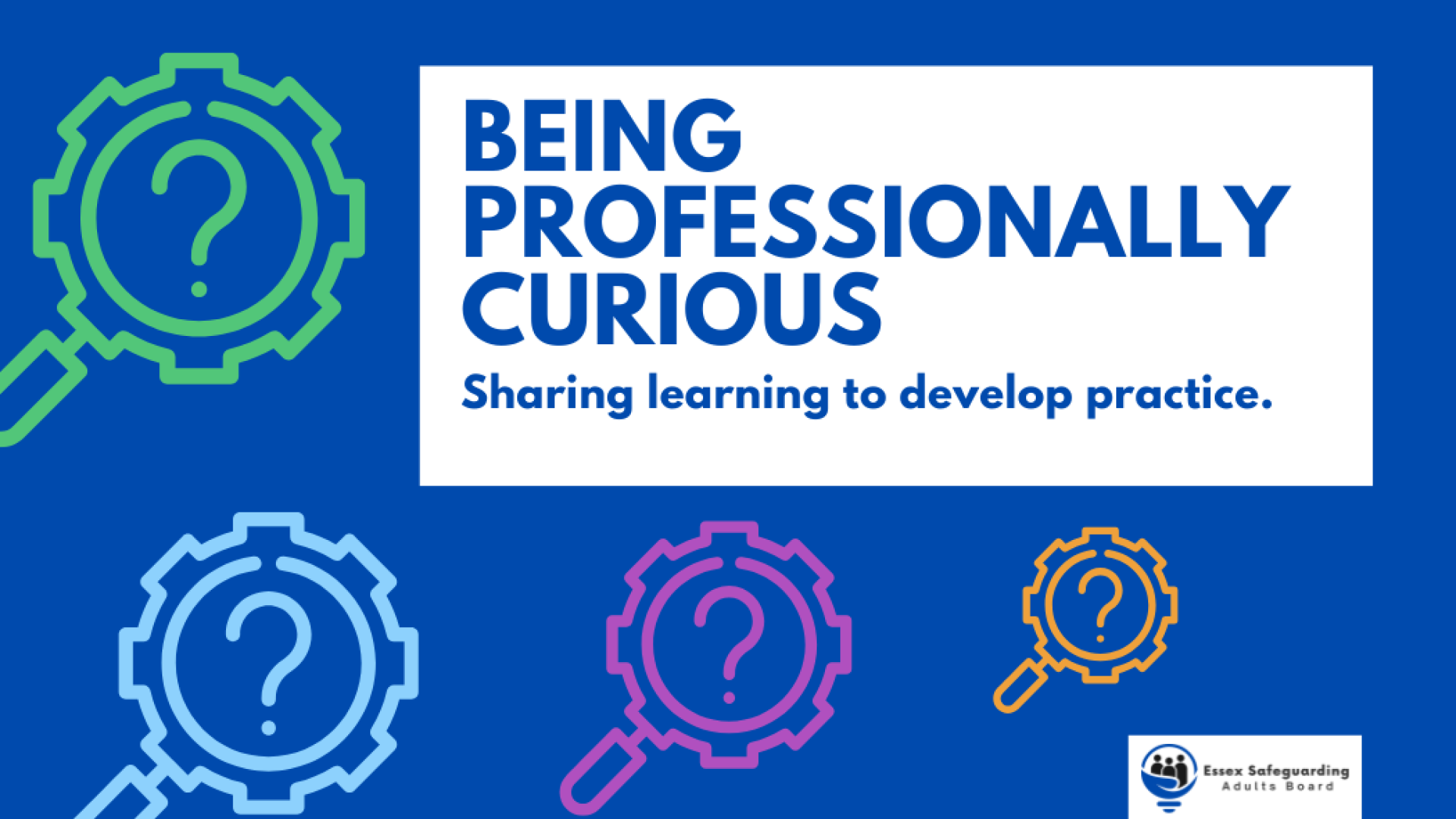 Title in graphic. Being Professionally Curious