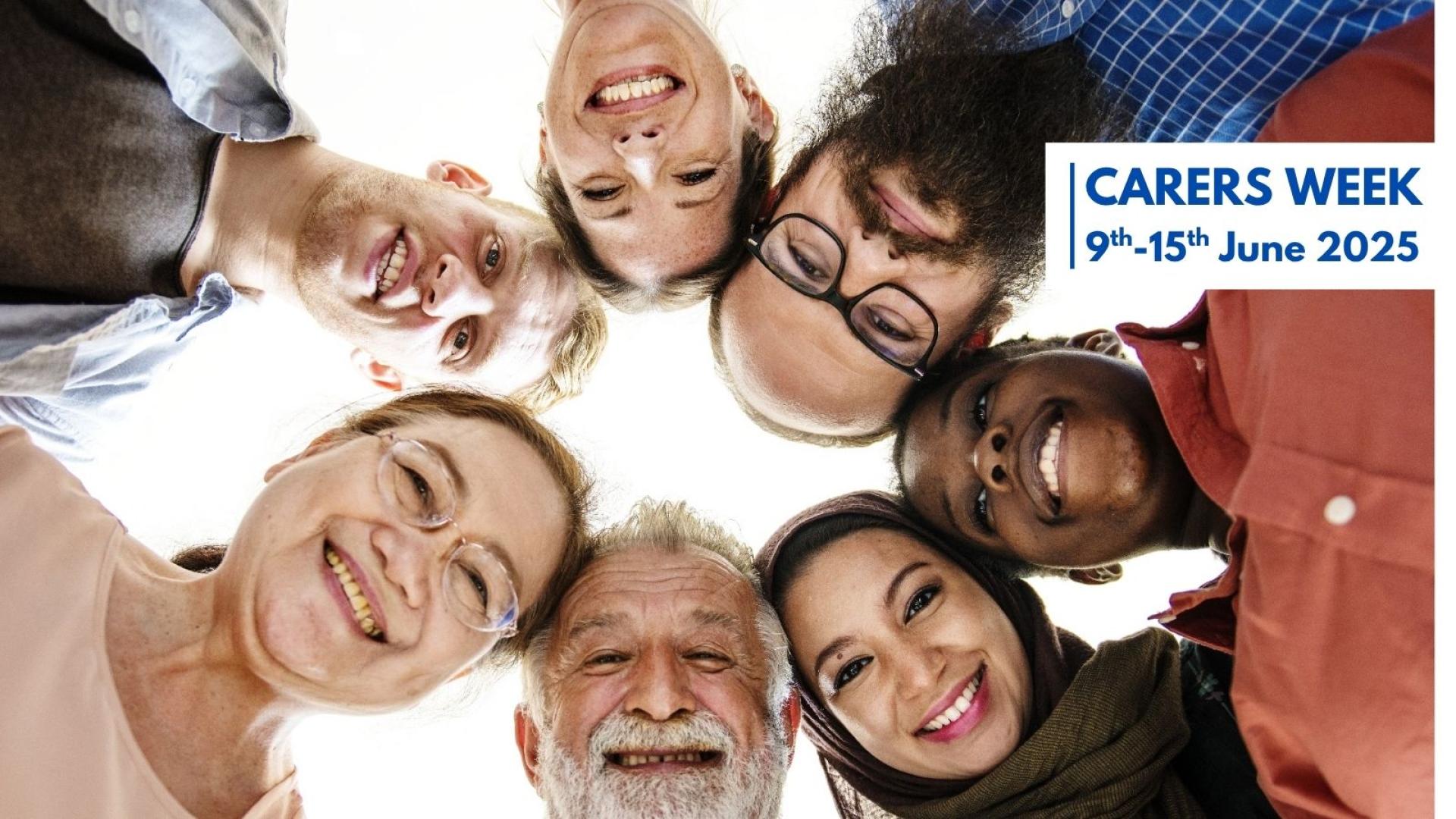 Smiling people with title Carers Week