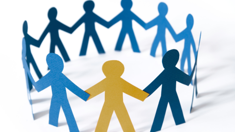Paper people in circle